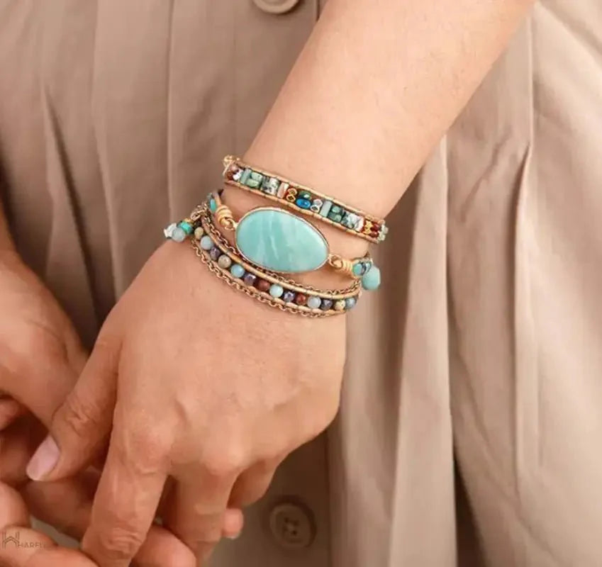 Amazonite Statement Wrap Bracelet-3