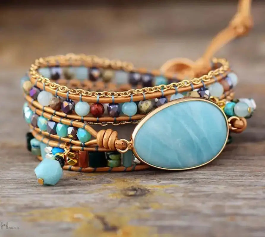 Amazonite Statement Wrap Bracelet-4