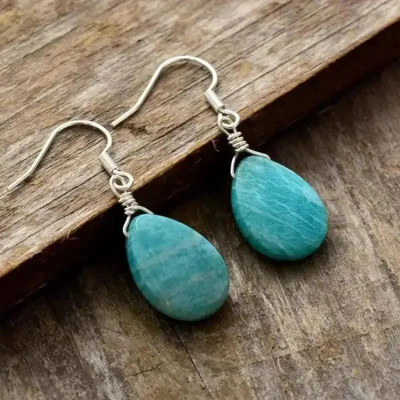 Amazonite Teardrop Earrings-1