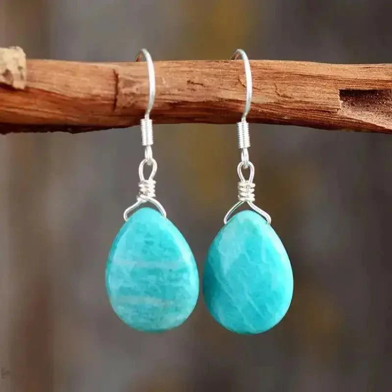 Amazonite Teardrop Earrings-0