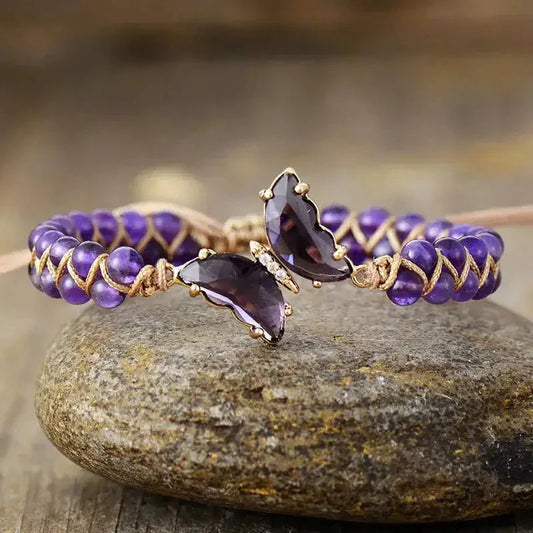 Amethyst Crystal Butterfly Bracelet-0