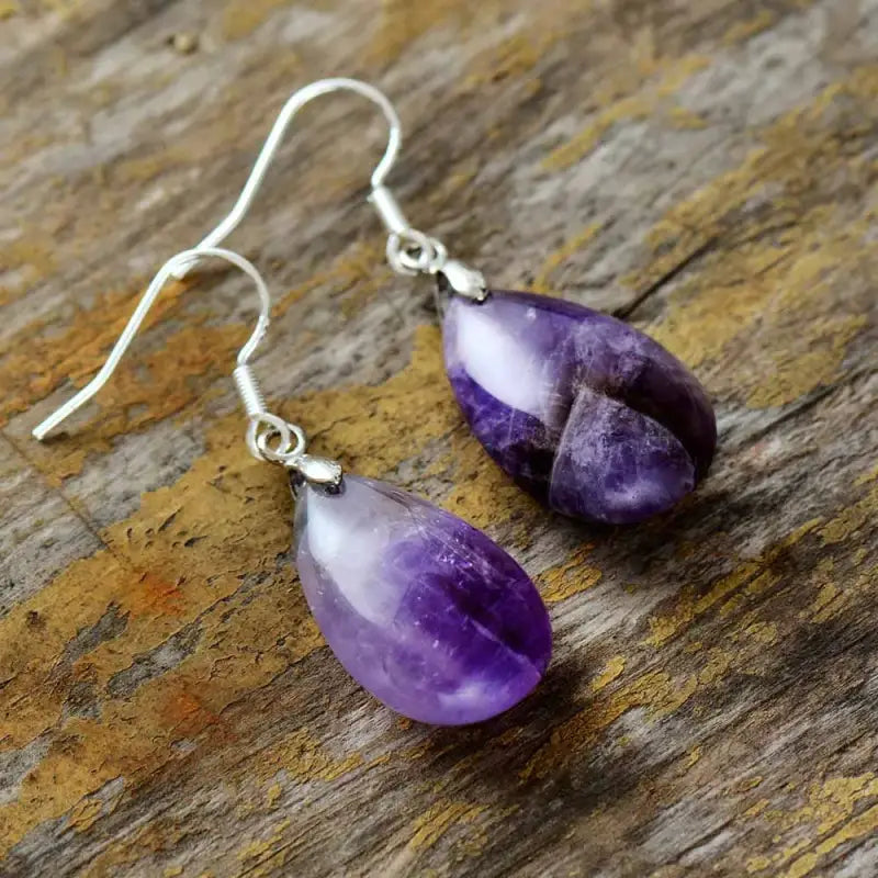 Amethyst Dangle Earrings- Purple-1