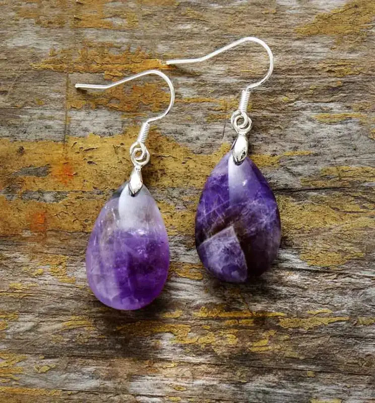 Amethyst Dangle Earrings- Purple-0