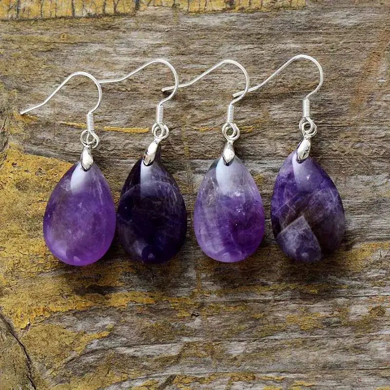 Amethyst Dangle Earrings- Purple-2