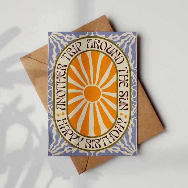 'Another Trip' Boho Sun Pattern A6 Birthday Card | Fully Recycled-0