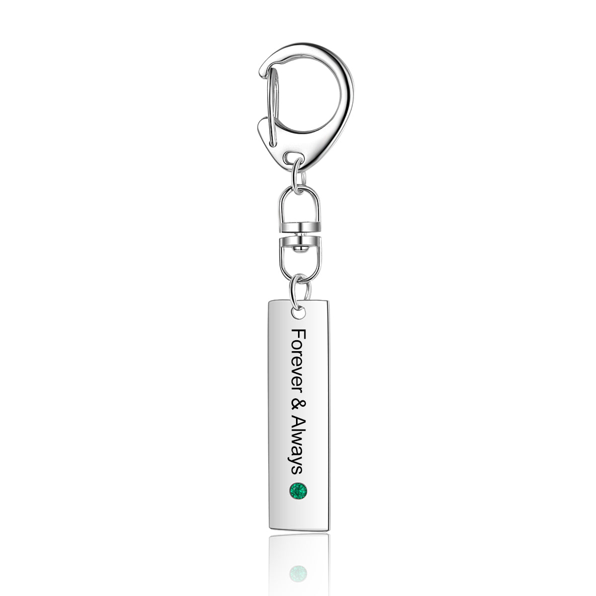 Birthstone & Engraving Stainless Steel Keychain-0