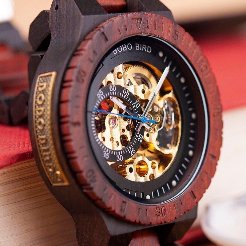 Automatic Mechanical Wristwatch Wood Watches Men Luxury Fashion Luminous Hands Timepiece Gift reloje para hombre-9