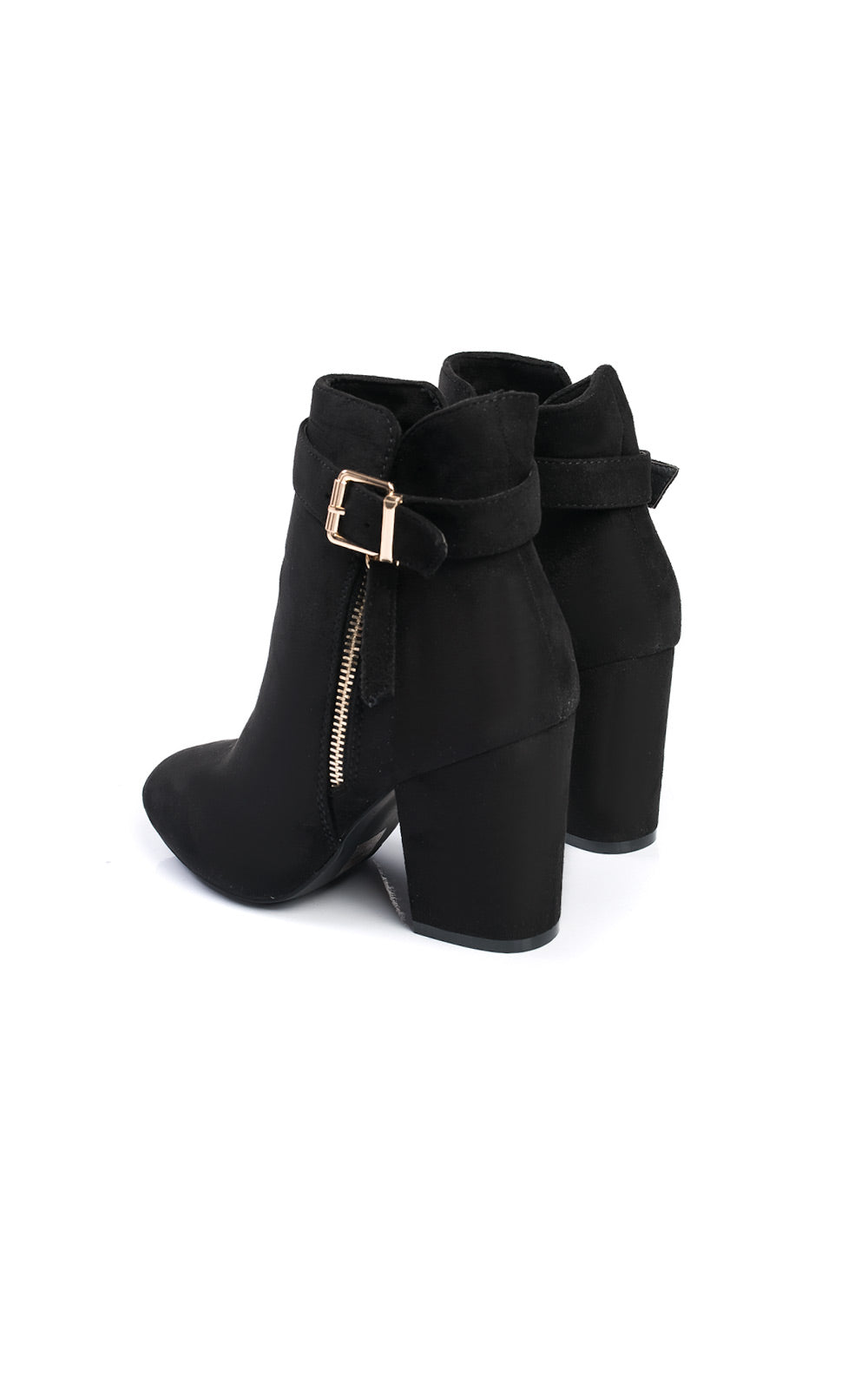 Buckle Faux Suede Ankle Boots-4