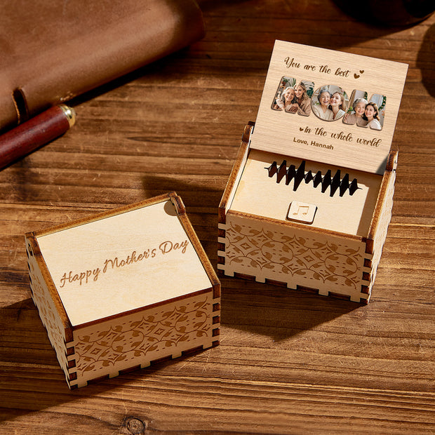 Personalised Wooden Music Box with Custom Photo & Voice Message | Gift for Mum - Memoriex