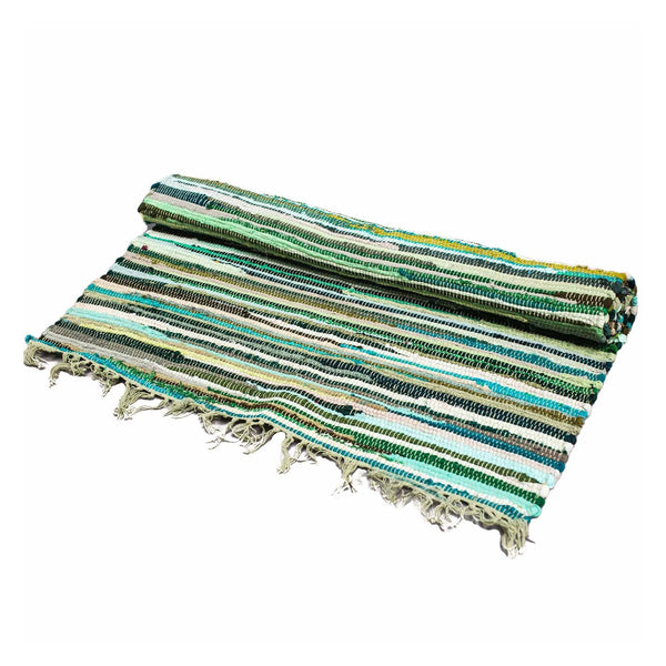 Large Rag Rug - 150x90cm - Natural Greens-0