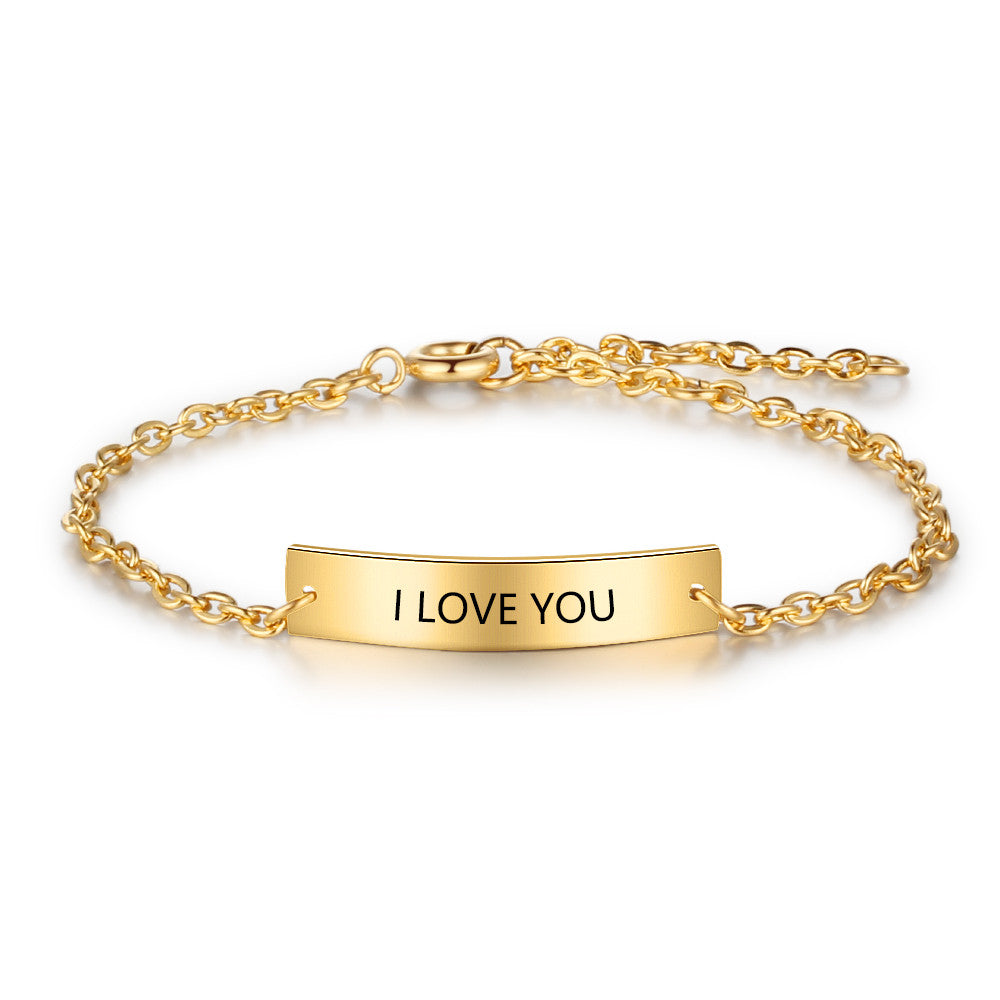 Stainless Steel Gold Plated Name Bracelet-0