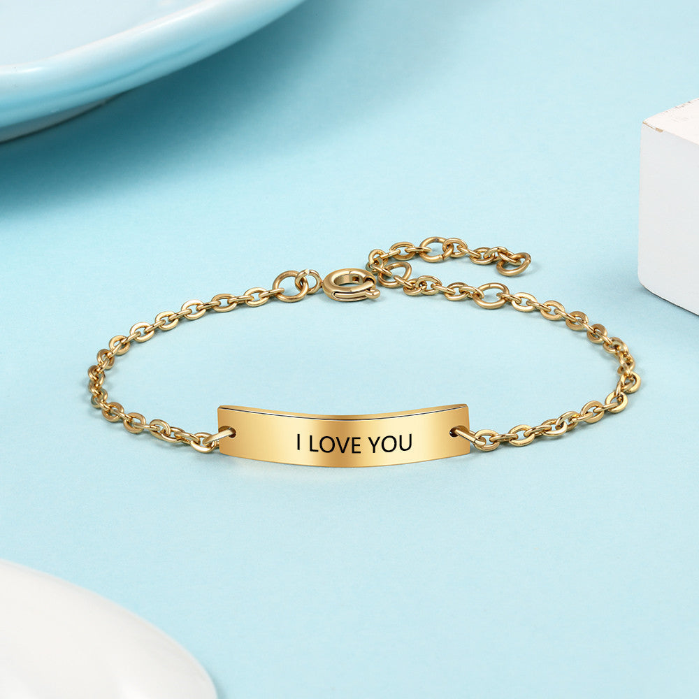 Stainless Steel Gold Plated Name Bracelet-1