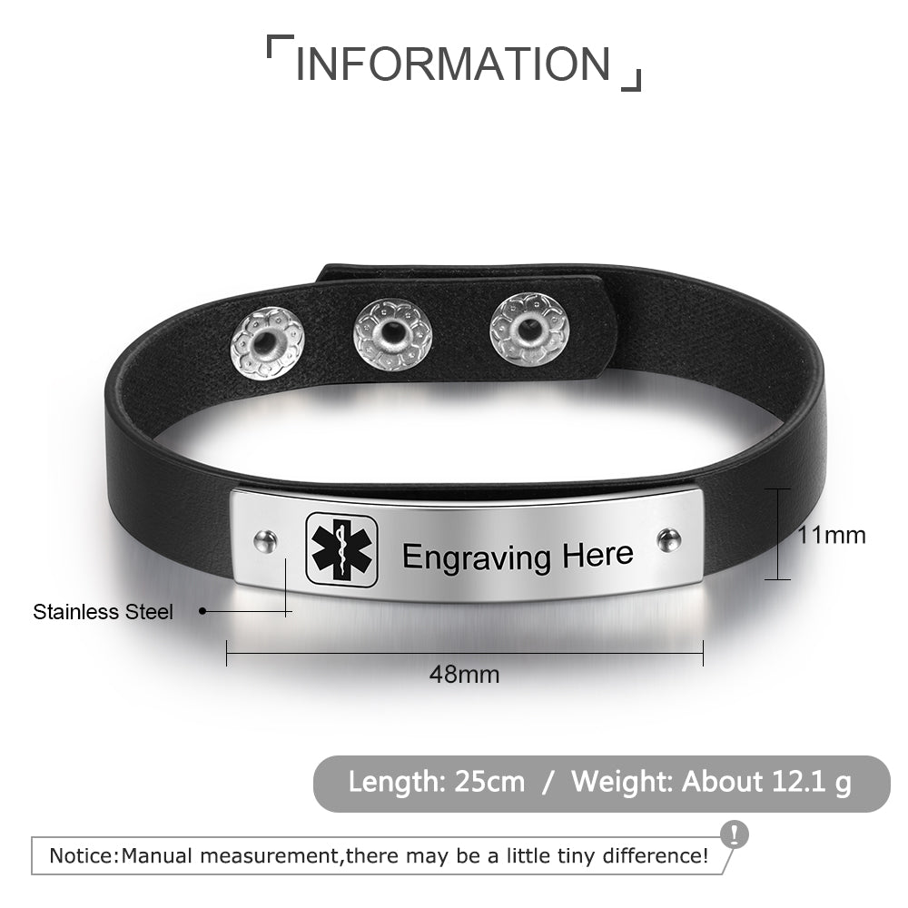 Engraving Stainless Steel Medical Bracelet-4