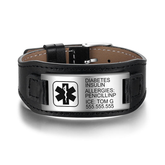 Stainless Steal Medical Men's Medical Blert Bracelet-0