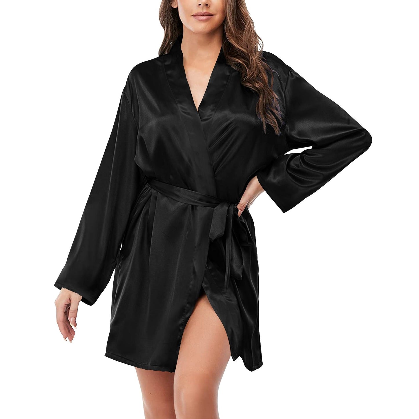 Be My Valentine Women's Long Sleeve Belted Satin Feel Dressing Lounge Robe by Baha Ranch Western Wear-1