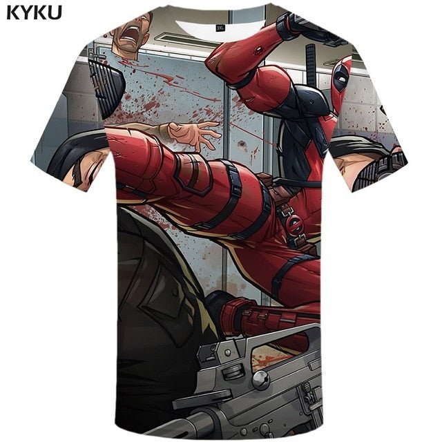 Badass Deadpool T shirt Men Blood T-shirts 3d Red Shirt Print War Anime Clothes Gothic Tshirt Printed-15