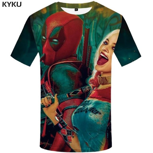 Badass Deadpool T shirt Men Blood T-shirts 3d Red Shirt Print War Anime Clothes Gothic Tshirt Printed-14