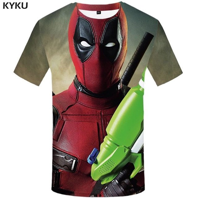 Badass Deadpool T shirt Men Blood T-shirts 3d Red Shirt Print War Anime Clothes Gothic Tshirt Printed-11