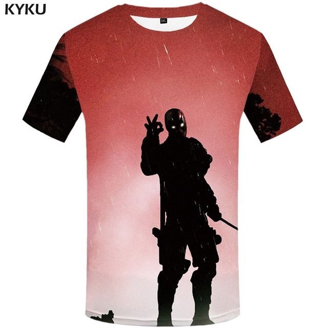 Badass Deadpool T shirt Men Blood T-shirts 3d Red Shirt Print War Anime Clothes Gothic Tshirt Printed-12