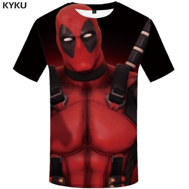 Badass Deadpool T shirt Men Blood T-shirts 3d Red Shirt Print War Anime Clothes Gothic Tshirt Printed-8