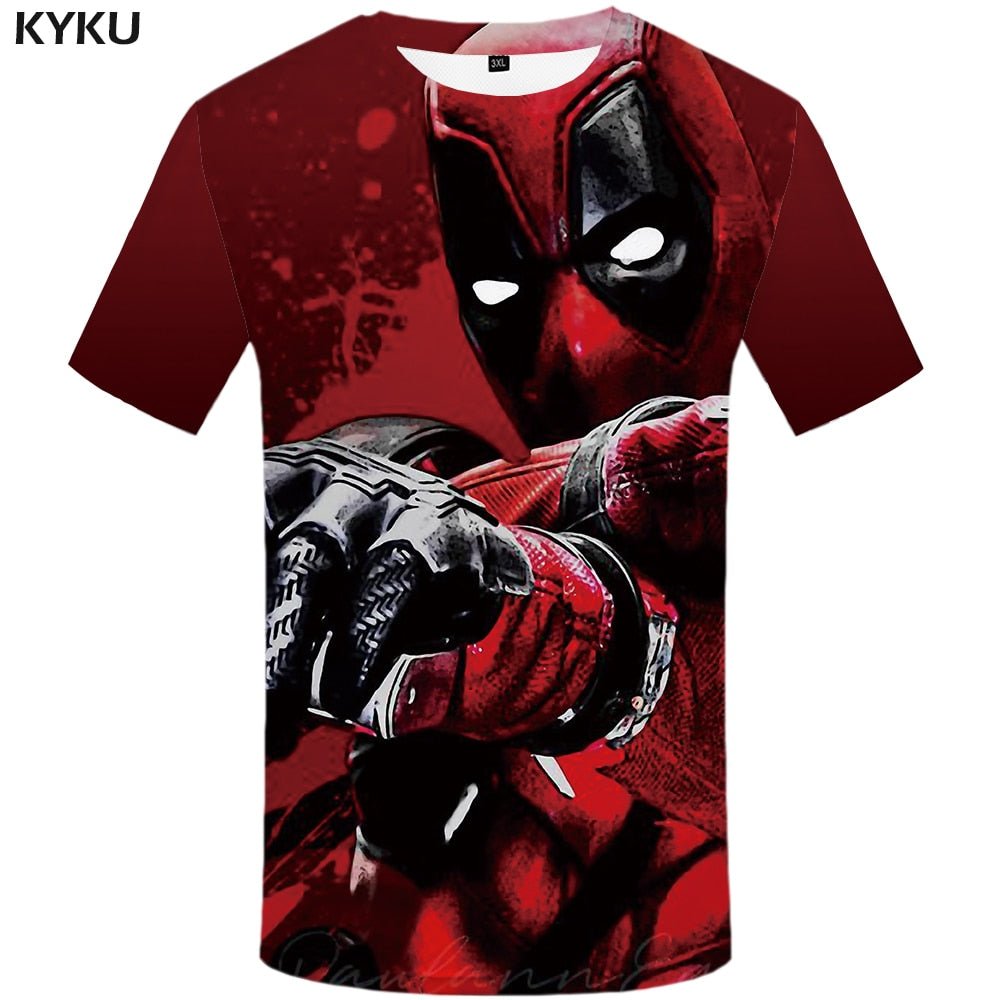 Badass Deadpool T shirt Men Blood T-shirts 3d Red Shirt Print War Anime Clothes Gothic Tshirt Printed-0