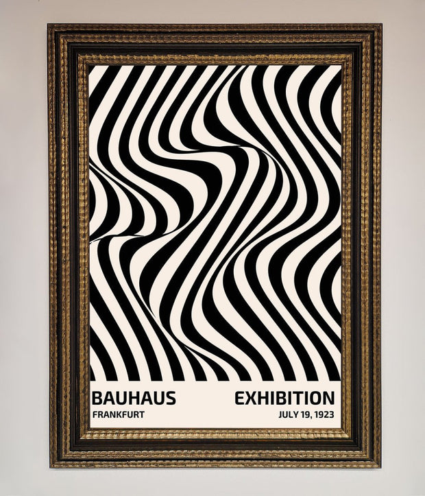 Bauhaus Wavy Black Lines Framed Poster-6