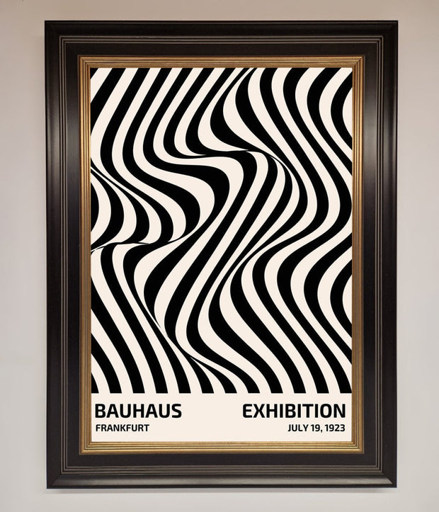 Bauhaus Wavy Black Lines Framed Poster-12