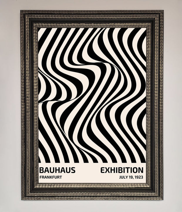 Bauhaus Wavy Black Lines Framed Poster-8