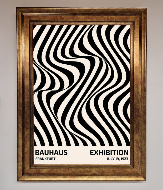 Bauhaus Wavy Black Lines Framed Poster-7