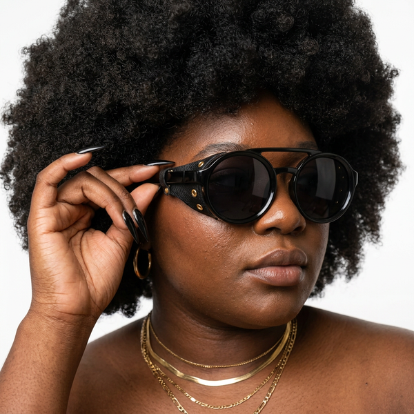Adventurous Leather Round Sunglasses-0