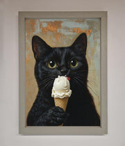 Black Cat Vanilla Icecream Funny Framed Wall Art-3