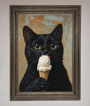 Black Cat Vanilla Icecream Funny Framed Wall Art-16