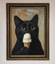 Black Cat Vanilla Icecream Funny Framed Wall Art-18
