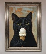 Black Cat Vanilla Icecream Funny Framed Wall Art-5