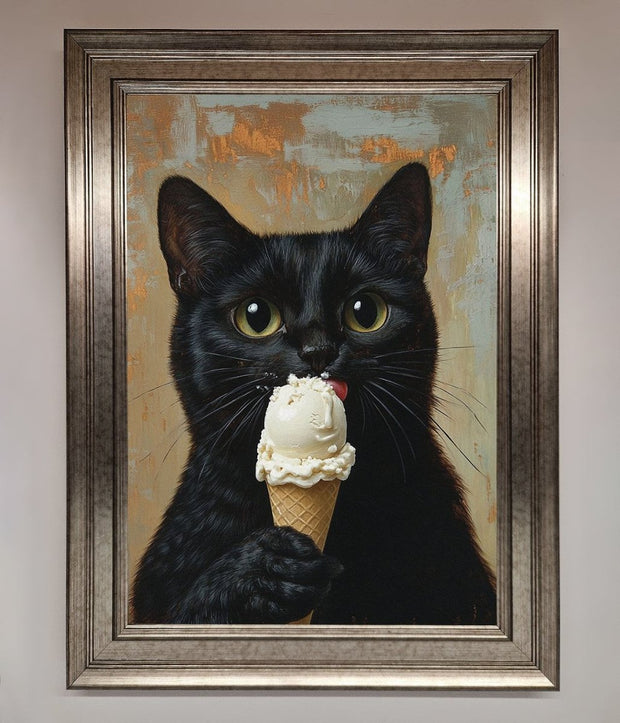 Black Cat Vanilla Icecream Funny Framed Wall Art-5