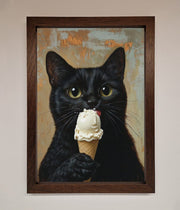 Black Cat Vanilla Icecream Funny Framed Wall Art-0