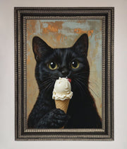 Black Cat Vanilla Icecream Funny Framed Wall Art-17