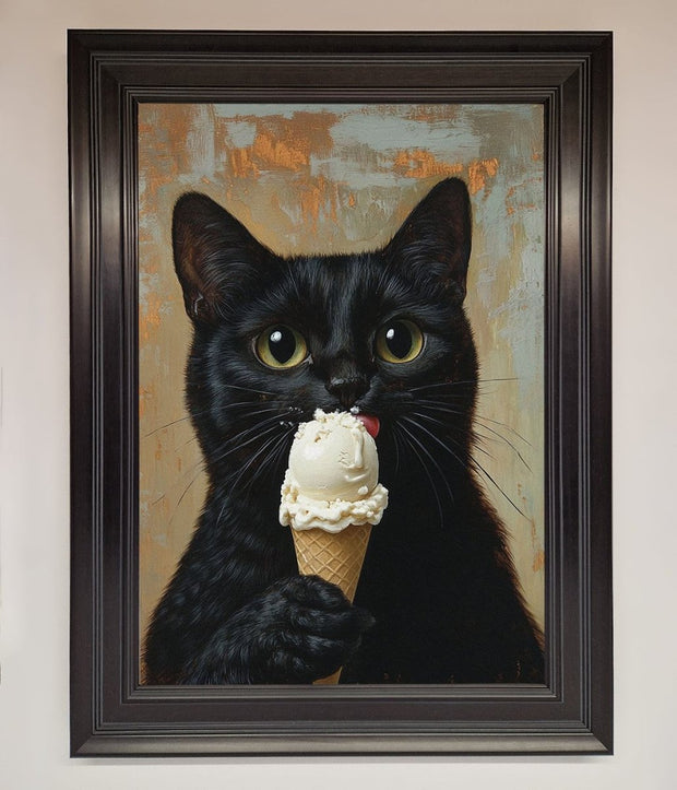 Black Cat Vanilla Icecream Funny Framed Wall Art-6