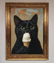 Black Cat Vanilla Icecream Funny Framed Wall Art-7