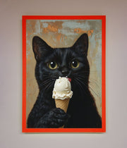 Black Cat Vanilla Icecream Funny Framed Wall Art-14