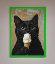 Black Cat Vanilla Icecream Funny Framed Wall Art-11