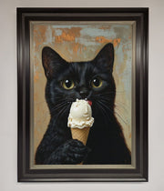 Black Cat Vanilla Icecream Funny Framed Wall Art-8