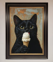 Black Cat Vanilla Icecream Funny Framed Wall Art-9