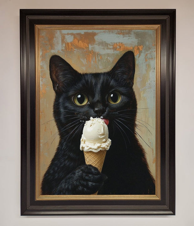 Black Cat Vanilla Icecream Funny Framed Wall Art-9