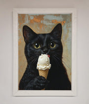 Black Cat Vanilla Icecream Funny Framed Wall Art-2