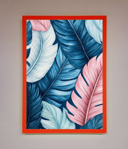 Blue And Pink Feathers Abstract Framed Print-14