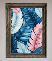 Blue And Pink Feathers Abstract Framed Print-16