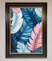 Blue And Pink Feathers Abstract Framed Print-9