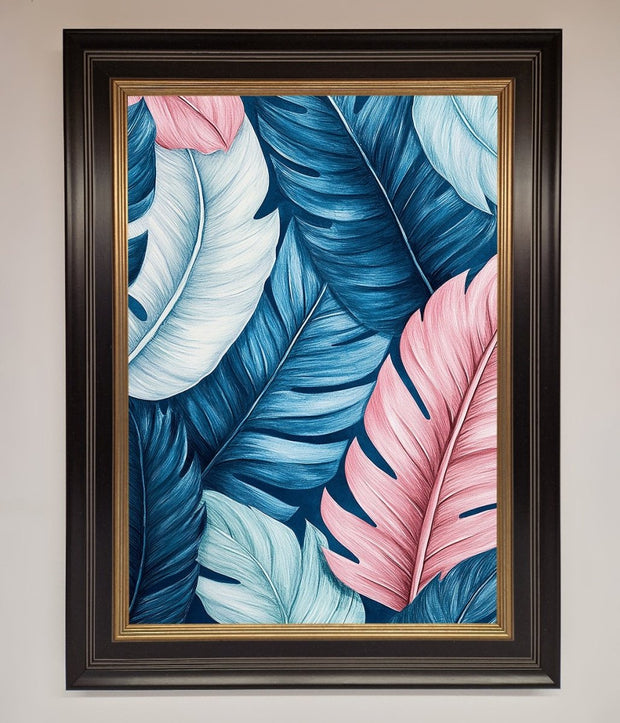 Blue And Pink Feathers Abstract Framed Print-9