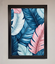 Blue And Pink Feathers Abstract Framed Print-1